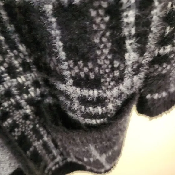 1. State Plaid Eyelash Long Line Fluffy Cardigan Sweater Size M