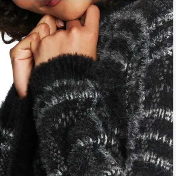1. State Plaid Eyelash Long Line Fluffy Cardigan Sweater Size M