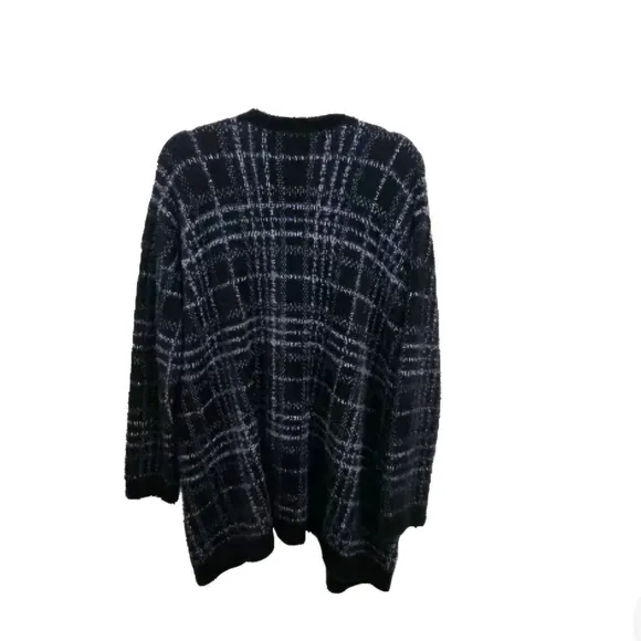 1. State Plaid Eyelash Long Line Fluffy Cardigan Sweater Size M