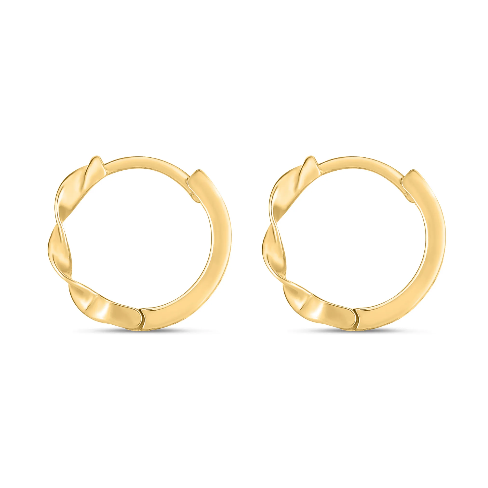 14K Gold Circolo d’Oro Twist Huggie Hoops