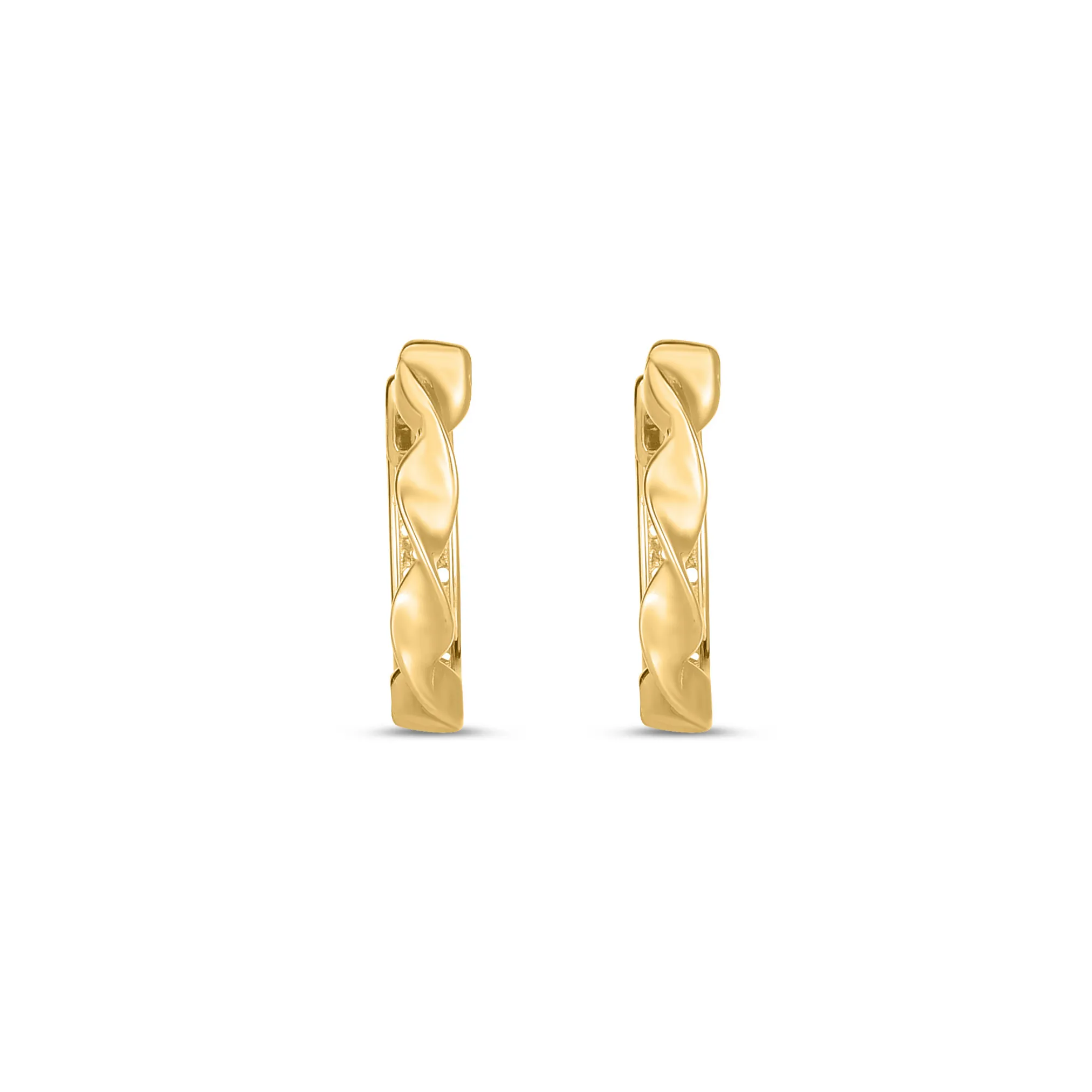 14K Gold Circolo d’Oro Twist Huggie Hoops