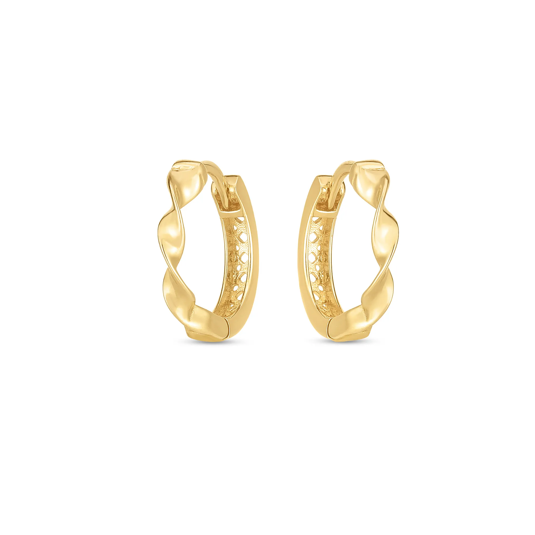 14K Gold Circolo d’Oro Twist Huggie Hoops
