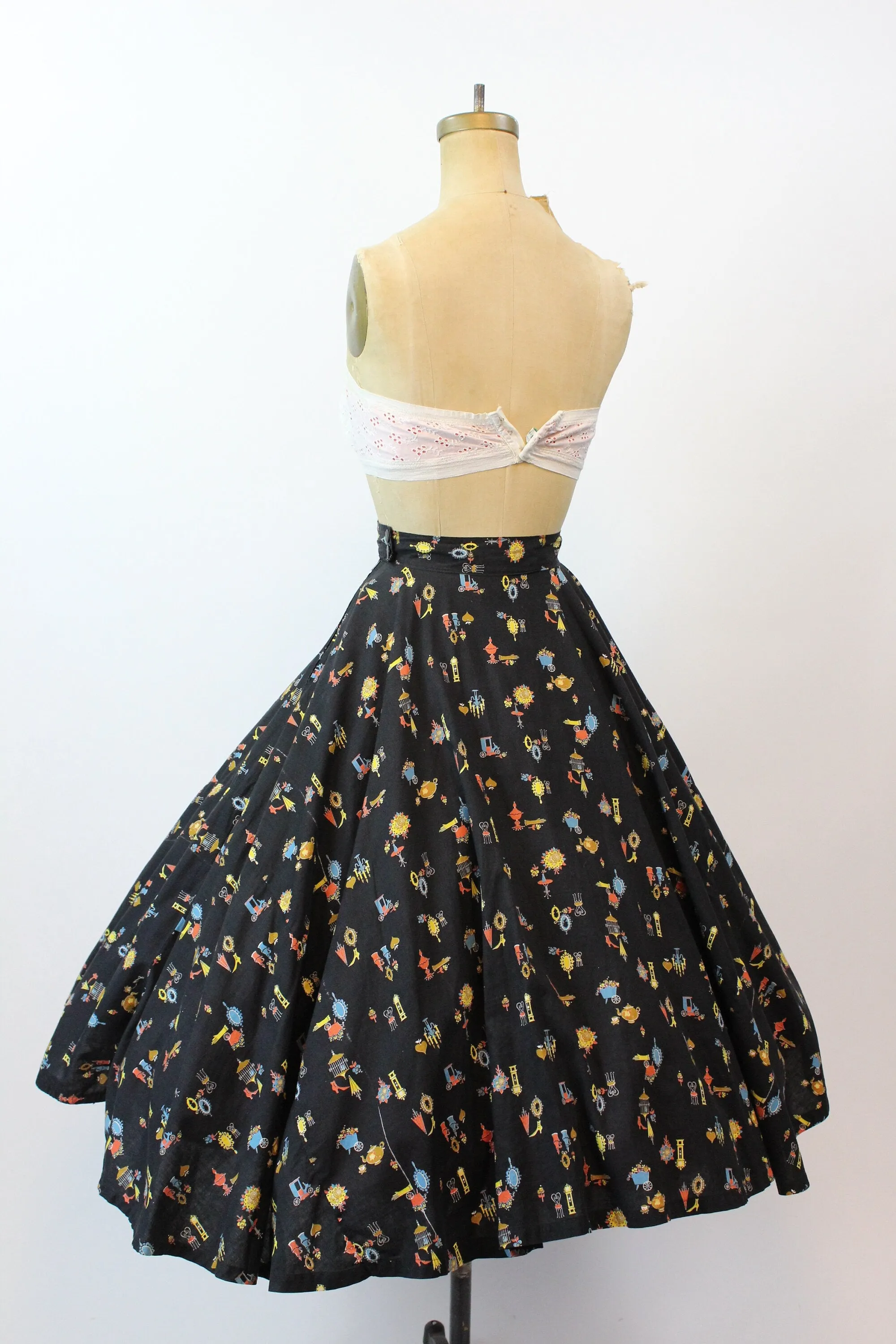 1950s GLOVE boots novelty print skirt xs | new spring summer