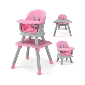 6-in-1 Grow-with-me Baby High Chair | 5-Point Harness | Booster Seat | Table & Chair Set | Pink