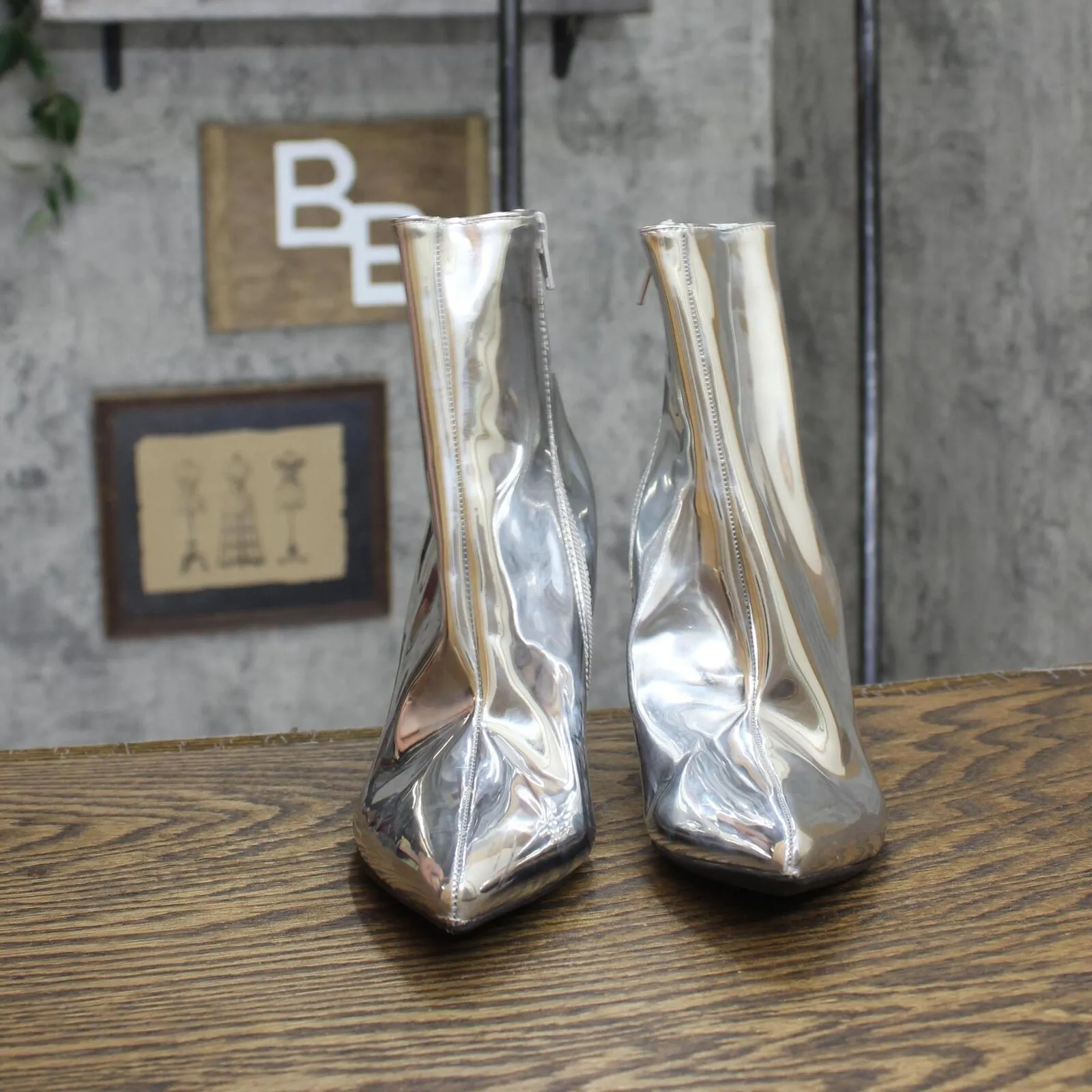 A New Day Women's Shandra Ankle Boots 89008906 Silver Gray 6M