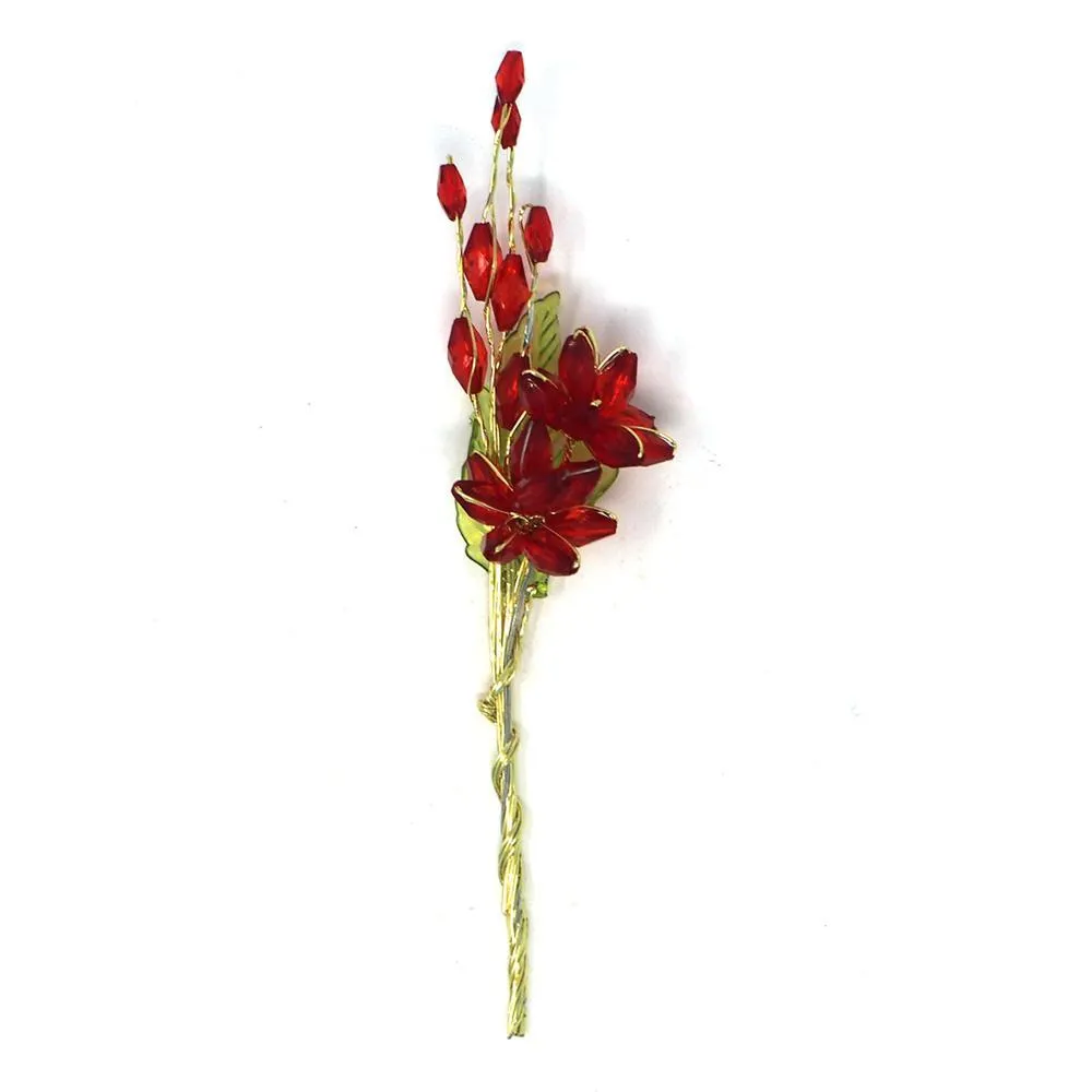 Acrylic Translucent Flower Spray with Leaves, 5-inch, 12-Count