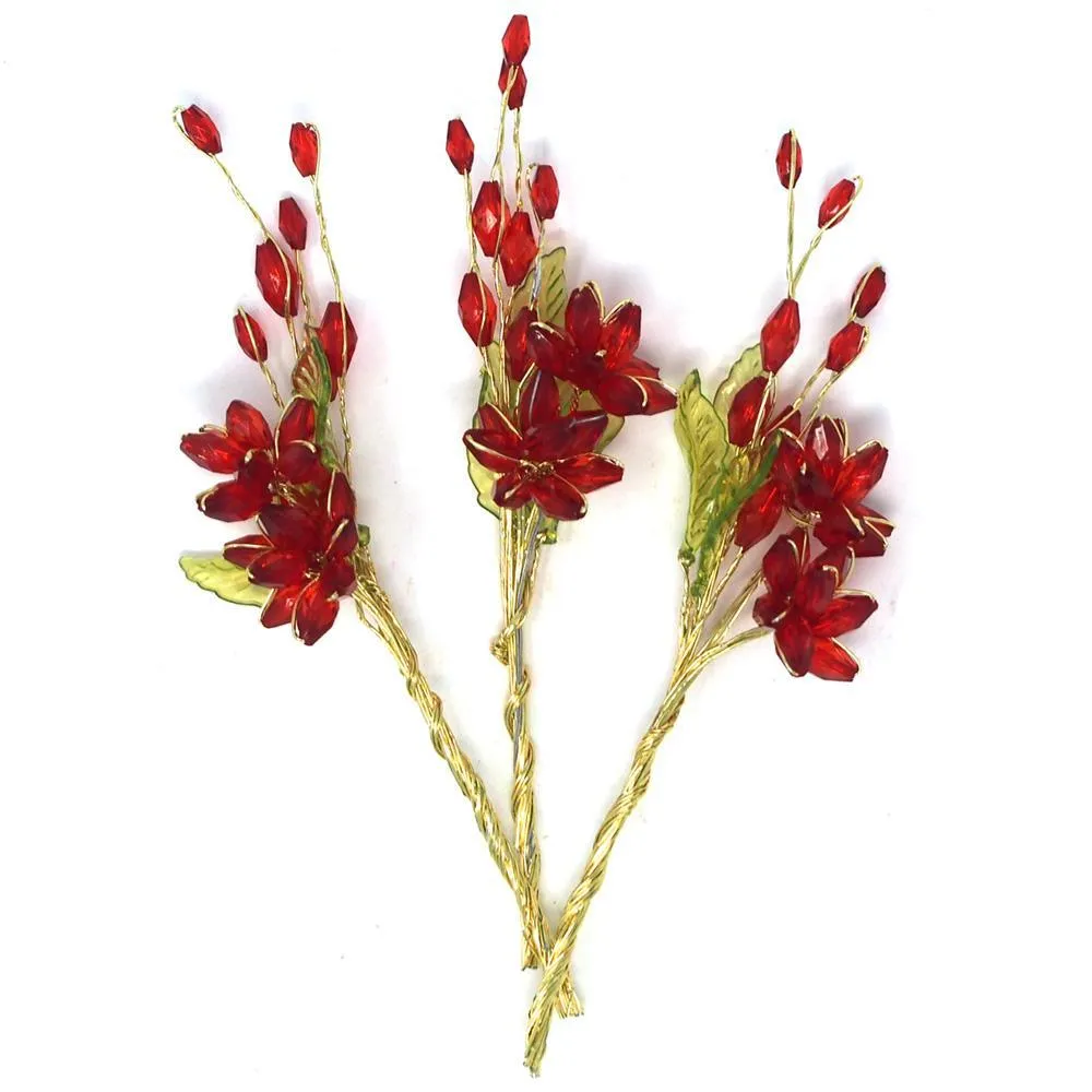 Acrylic Translucent Flower Spray with Leaves, 5-inch, 12-Count