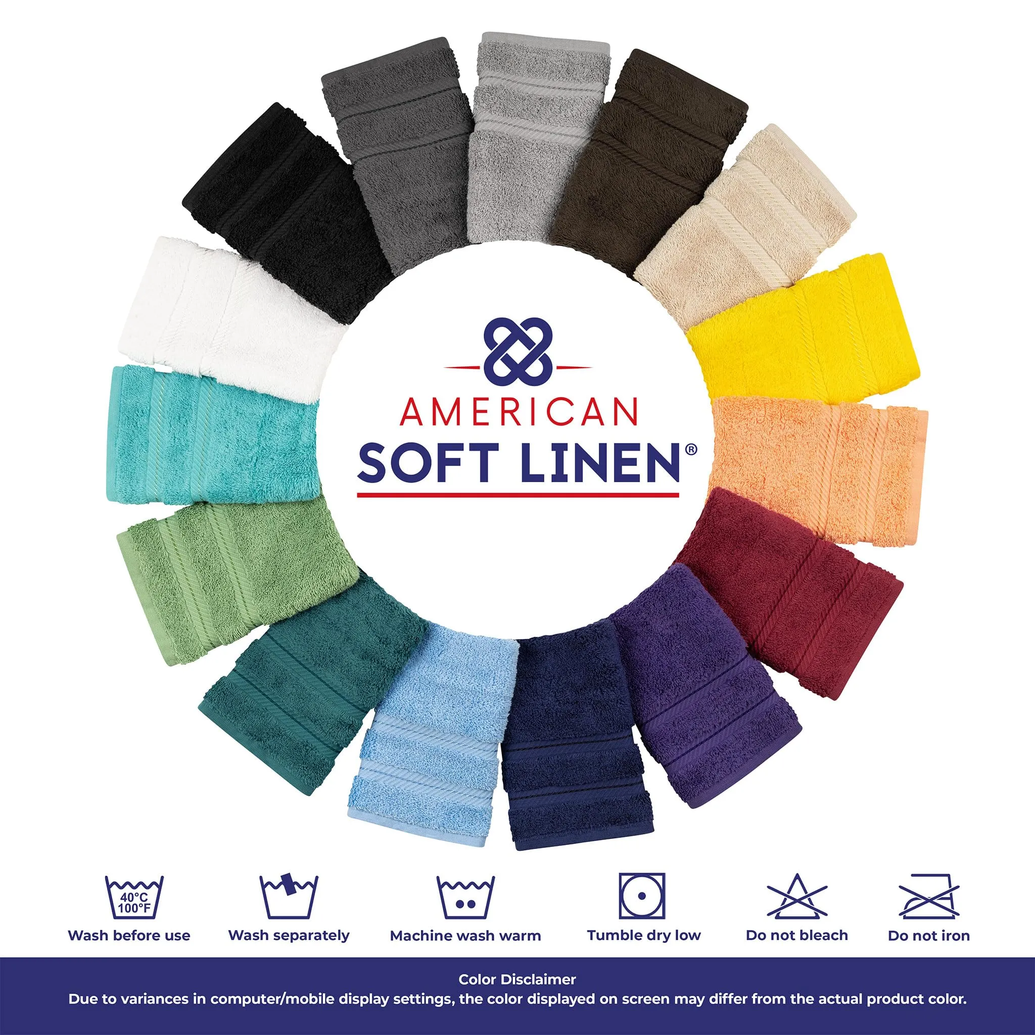 American Soft Linen Luxury 6 Piece Bathroom Set, 100% Turkish Cotton Towels in Aqua Blue