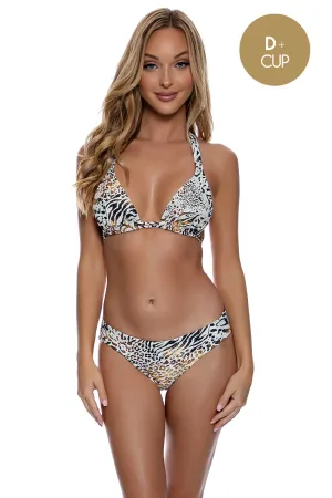 ANIMALE - Triangle Halter Top & Seamless Full Ruched Back Bottom • Cream