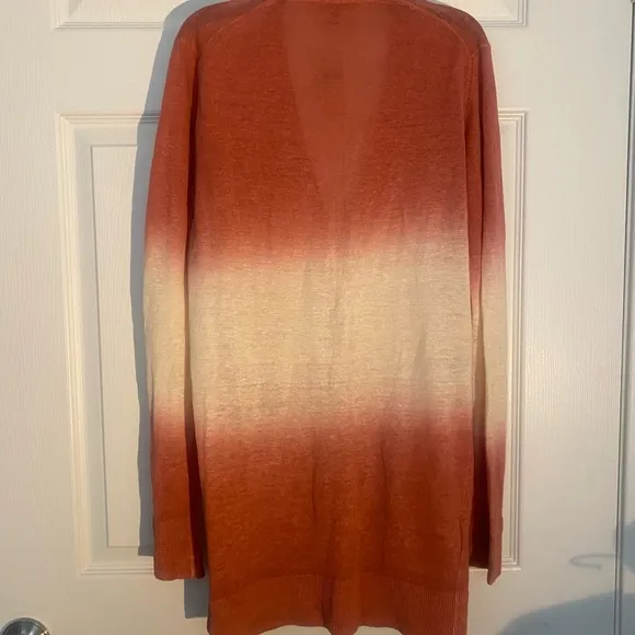 Ann Taylor Orange and Cream Cardigan Sweater with Ombre Design