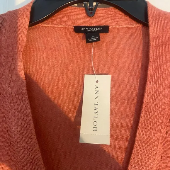 Ann Taylor Orange and Cream Cardigan Sweater with Ombre Design