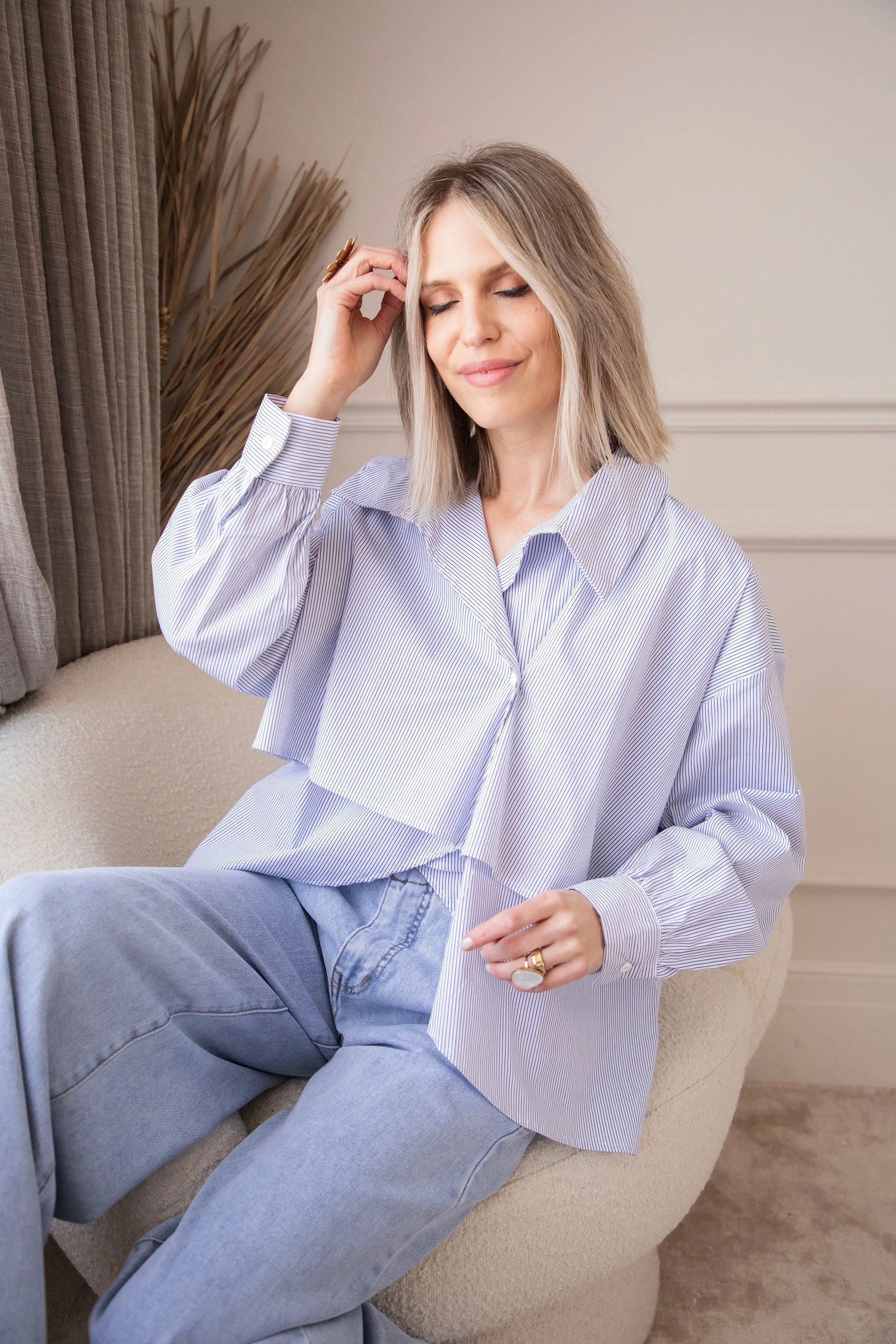 Assymetric Stripes Blue - Blouse