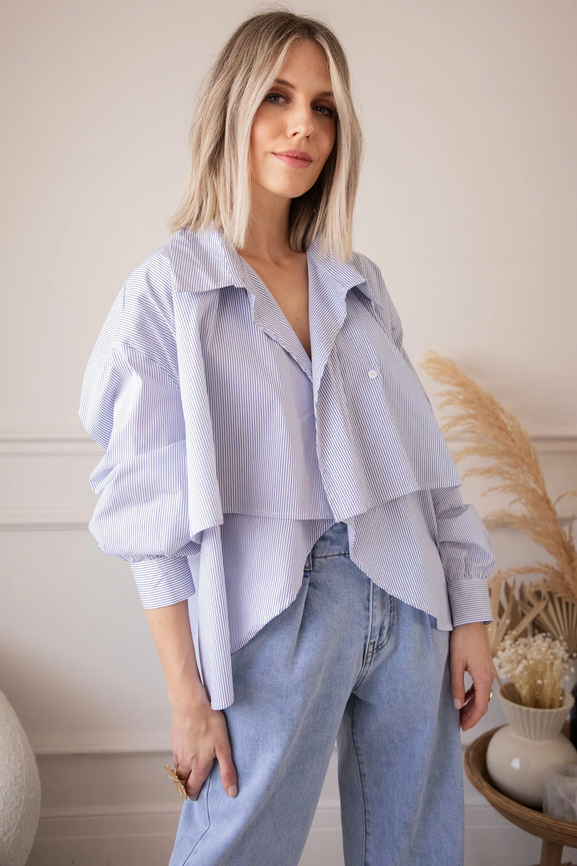 Assymetric Stripes Blue - Blouse