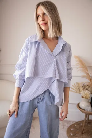 Assymetric Stripes Blue - Blouse