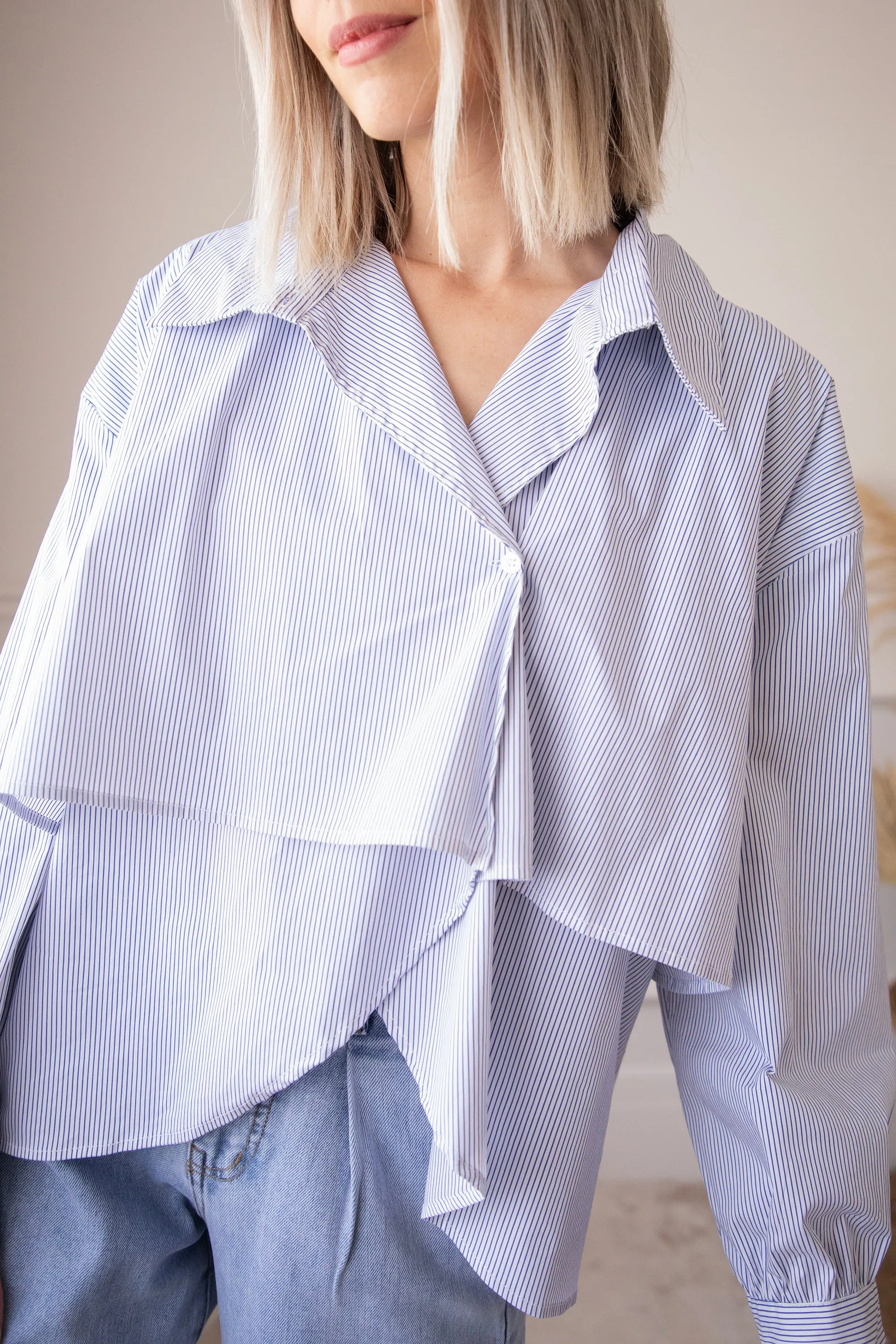 Assymetric Stripes Blue - Blouse