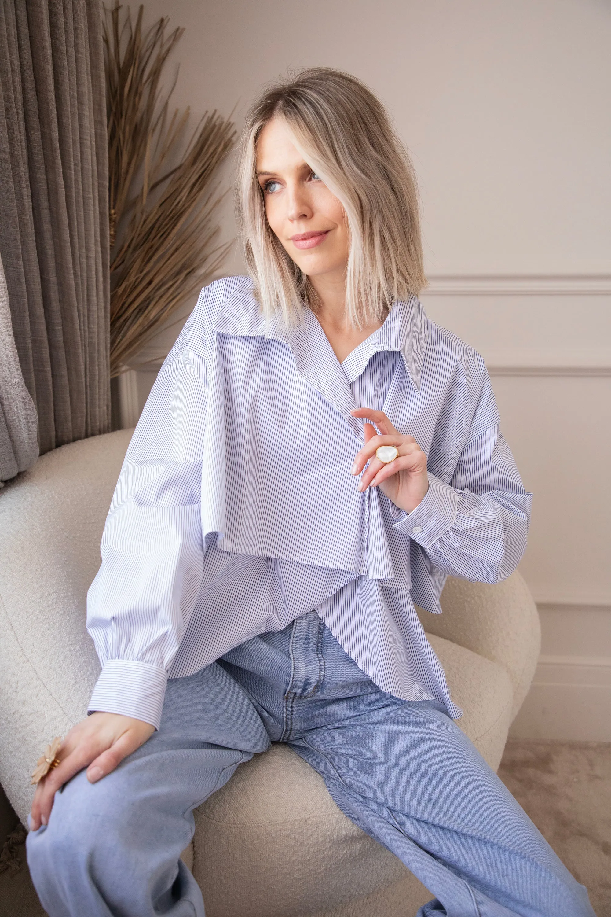 Assymetric Stripes Blue - Blouse