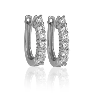 Backes and Strauss White Gold and Claw Set Diamond Hoops