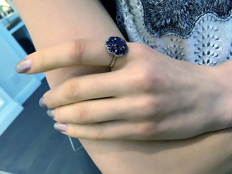Blue Sapphire and Diamond Ring