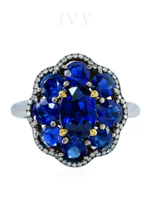 Blue Sapphire and Diamond Ring