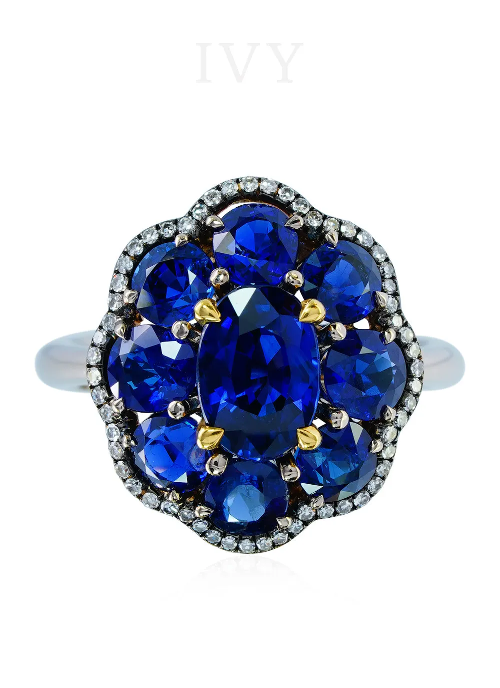 Blue Sapphire and Diamond Ring