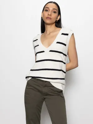 BOYFRIEND SWEATER VEST - CHALK W/BLACK