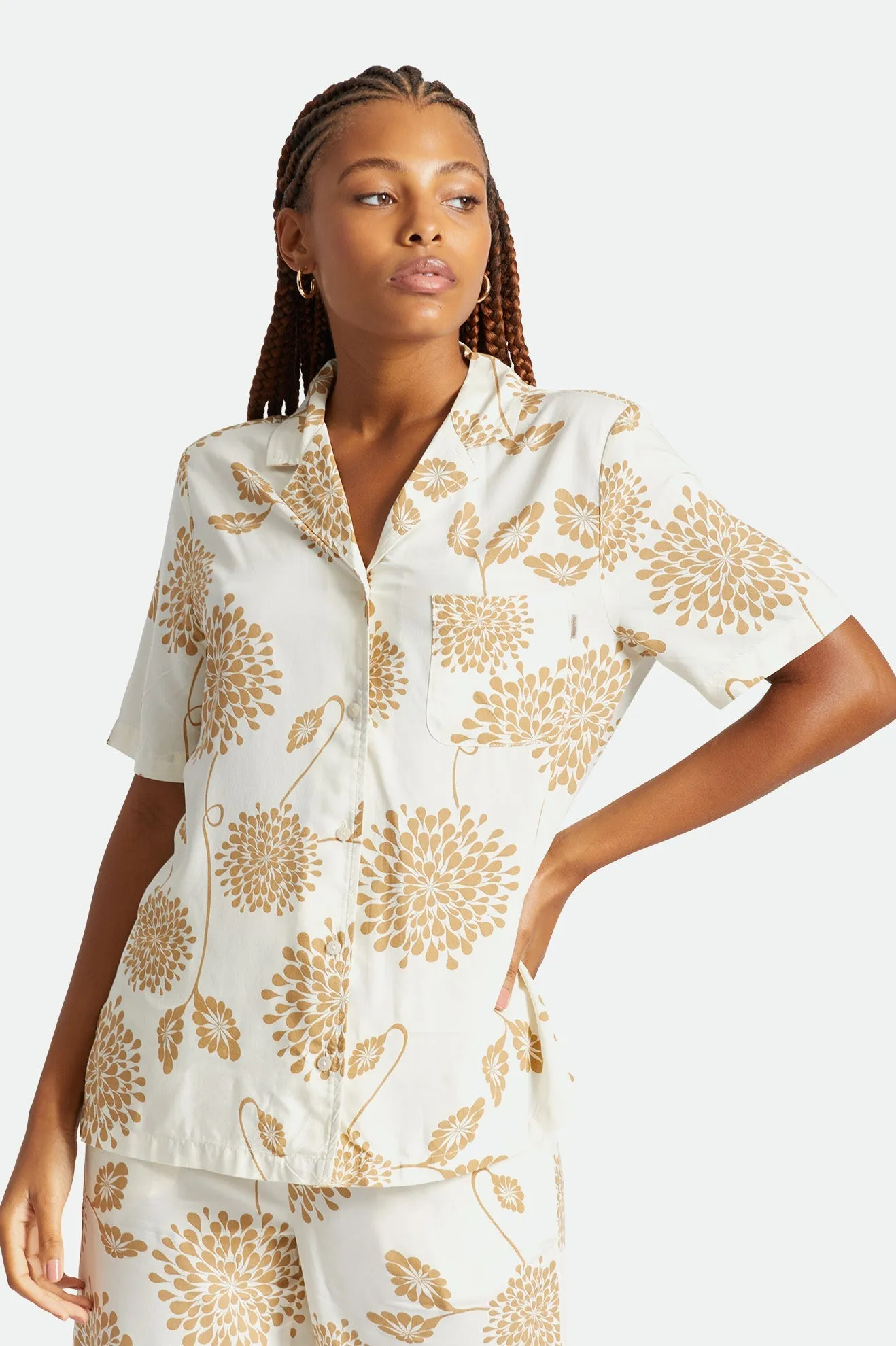 Bunker Garden Floral Boyfriend S/S Woven  - Dove