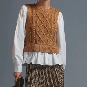 By Anthropologie Sweater Vest and Blouse Layered Top