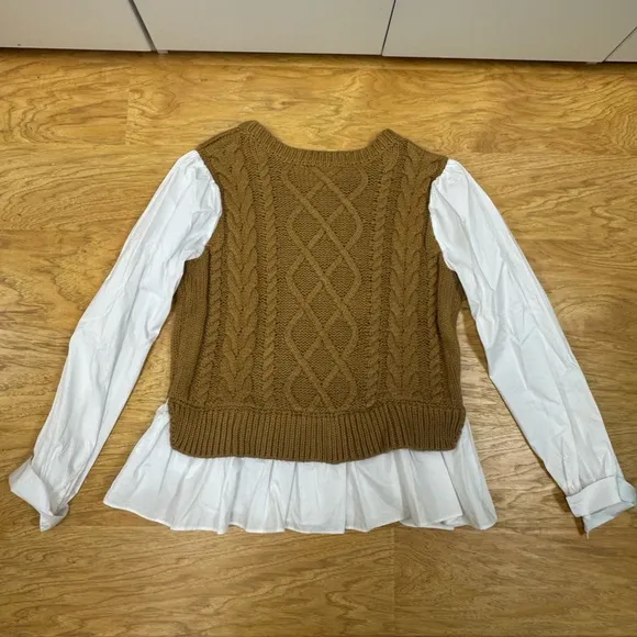 By Anthropologie Sweater Vest and Blouse Layered Top