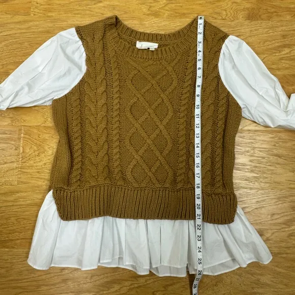 By Anthropologie Sweater Vest and Blouse Layered Top