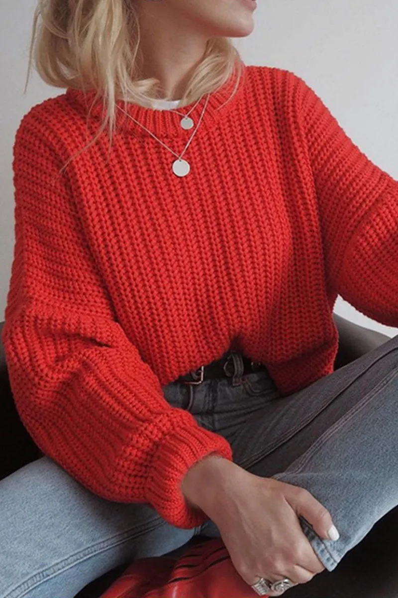 Casual Solid Patchwork O Neck Sweater(5 Colors)