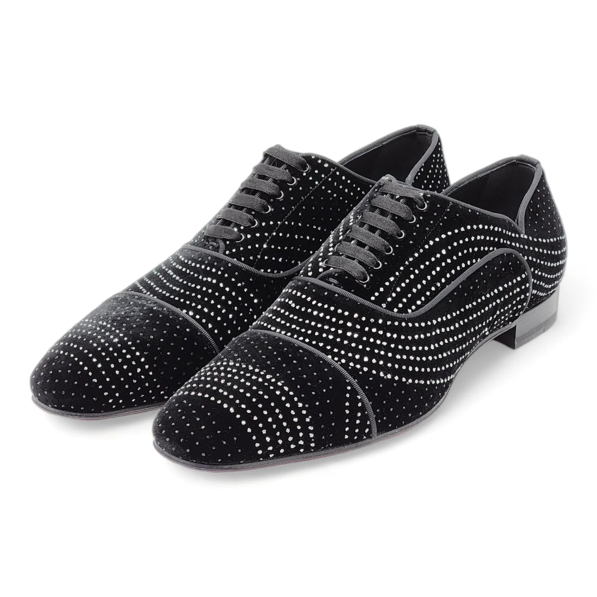 Christian Louboutin Greggyrocks Studded Oxfords - Velvet - Black - 41.5