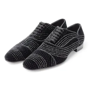 Christian Louboutin Greggyrocks Studded Oxfords - Velvet - Black - 41.5