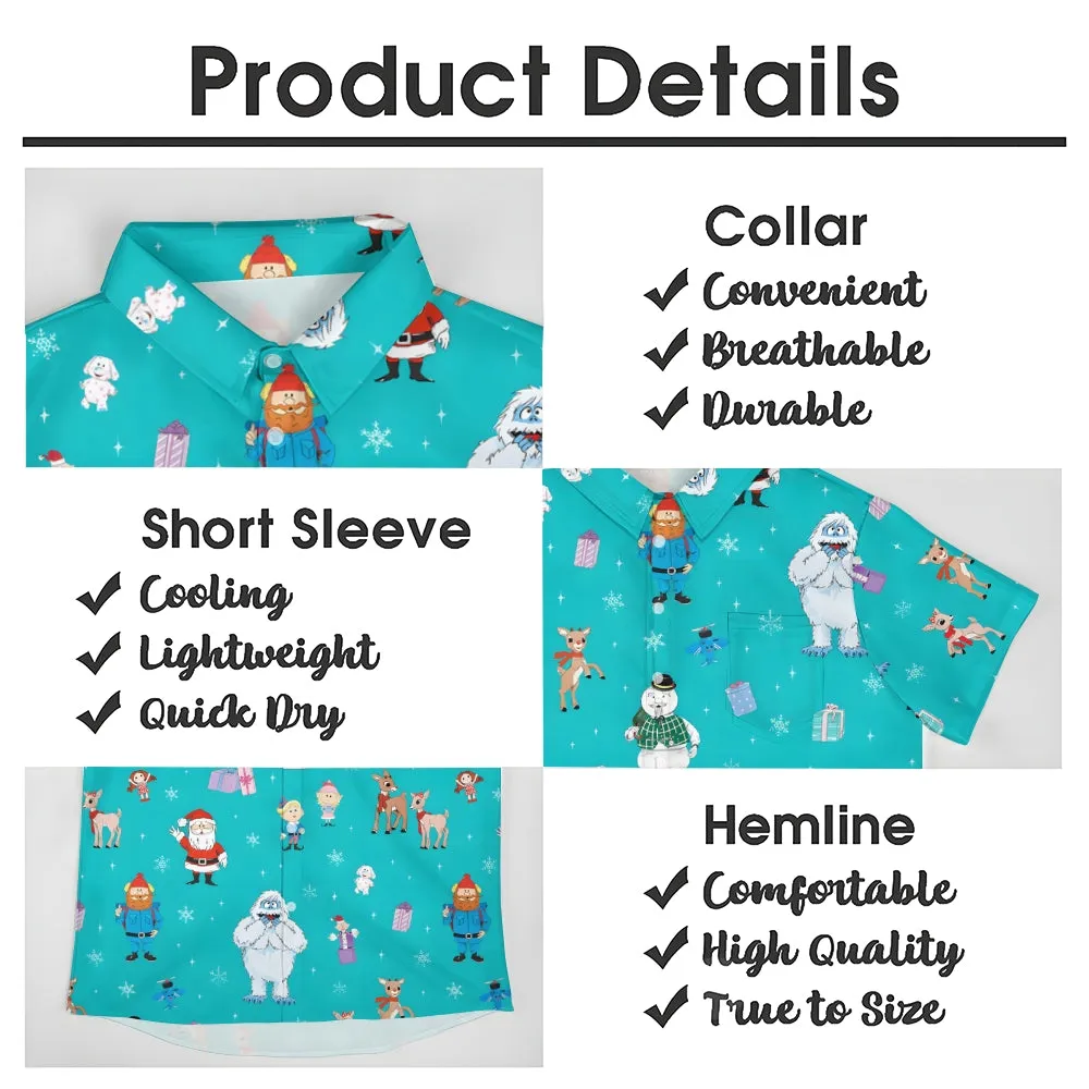 Christmas Abominable Snow Monster Red Nose Elk Cartoon Art Short Sleeve Shirt 2311000184