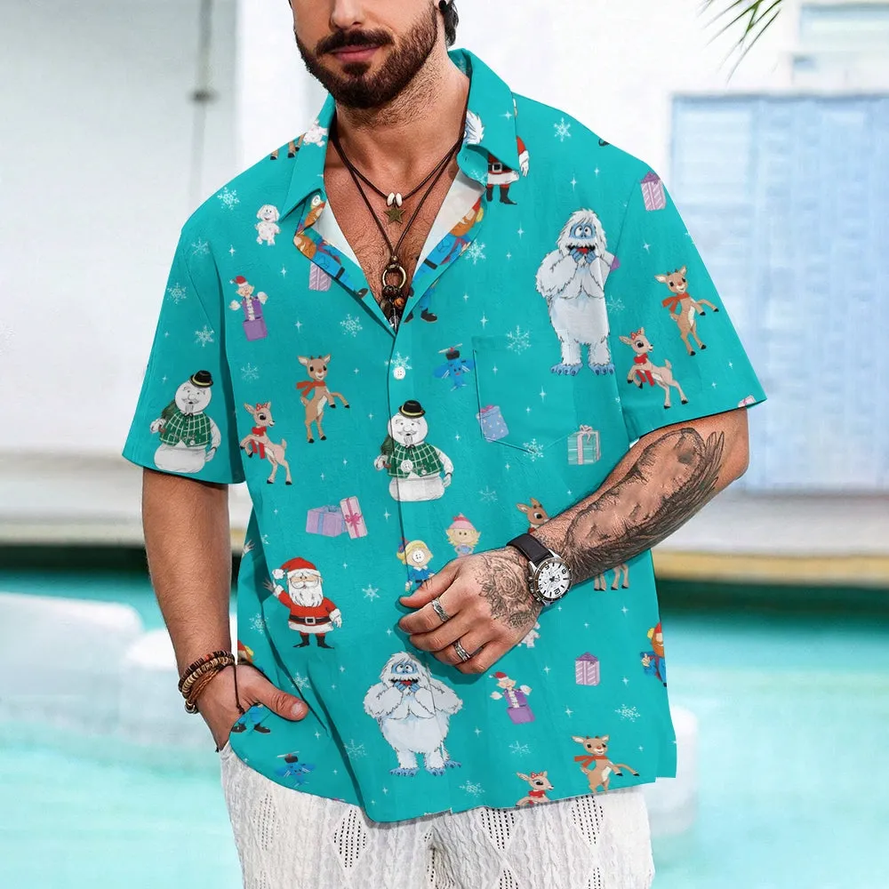 Christmas Abominable Snow Monster Red Nose Elk Cartoon Art Short Sleeve Shirt 2311000184