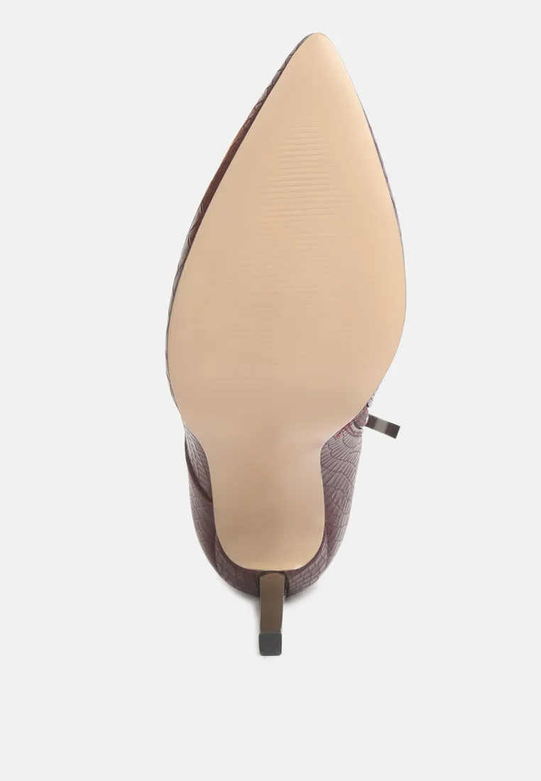 Croc Textured Over The Ankle Boots By RUW