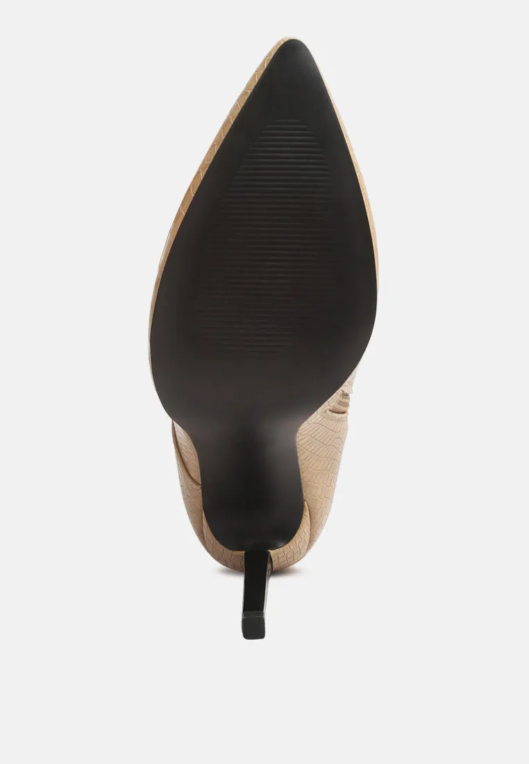 Croc Textured Over The Ankle Boots By RUW