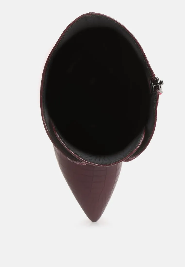 Croc Textured Over The Ankle Boots By RUW