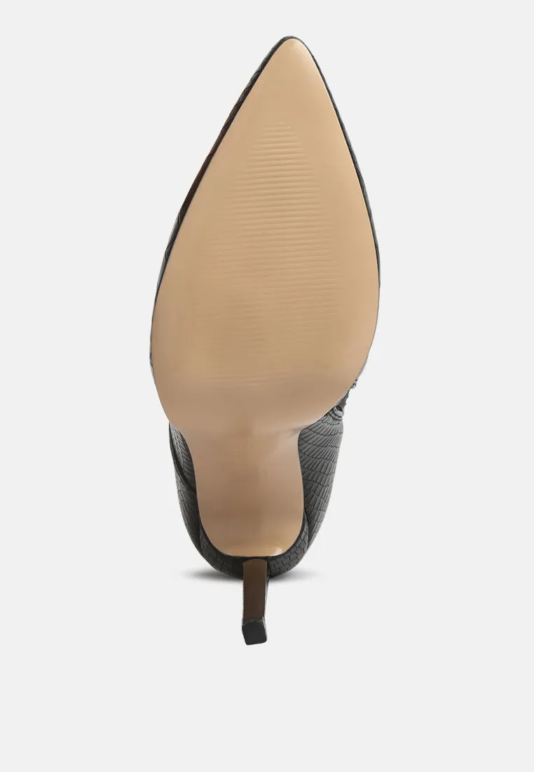 Croc Textured Over The Ankle Boots By RUW