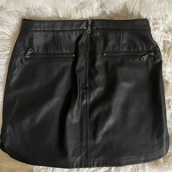 David Lerner Black Faux Leather Conrad Mini Skirt