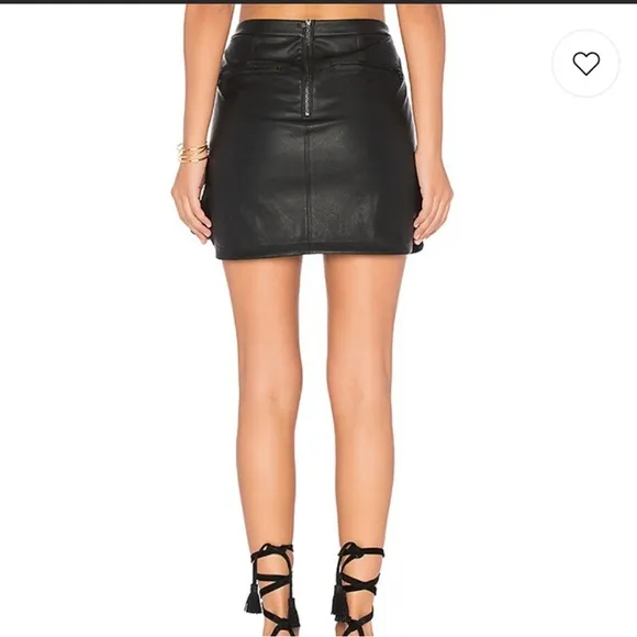 David Lerner Black Faux Leather Conrad Mini Skirt