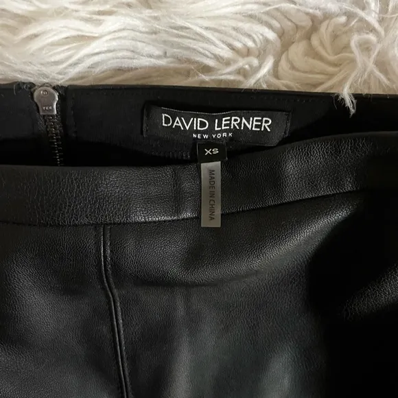 David Lerner Black Faux Leather Conrad Mini Skirt