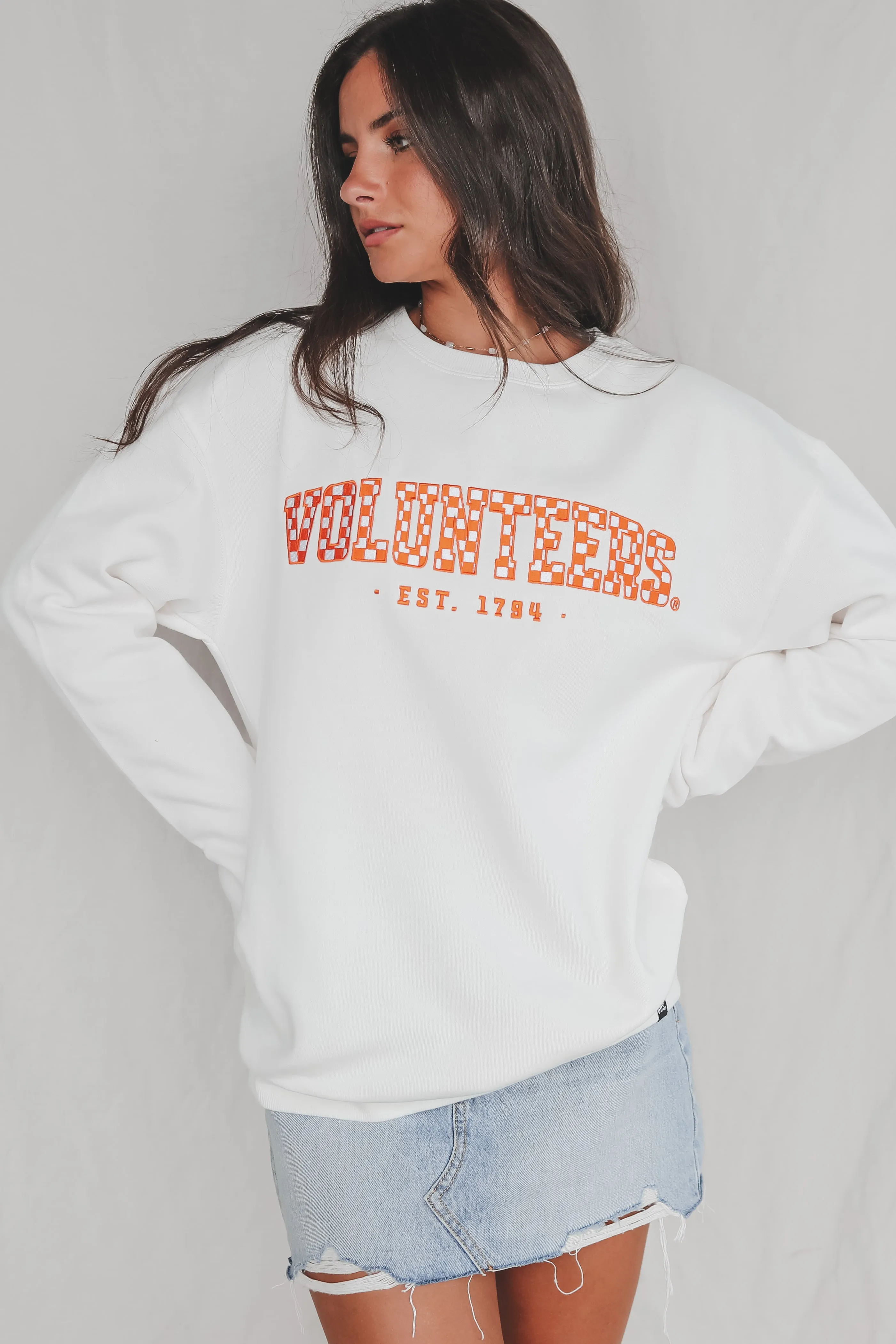 DEAL Tennessee Orange Check Volunteers Game Day Vols Sweatshirt Pullover