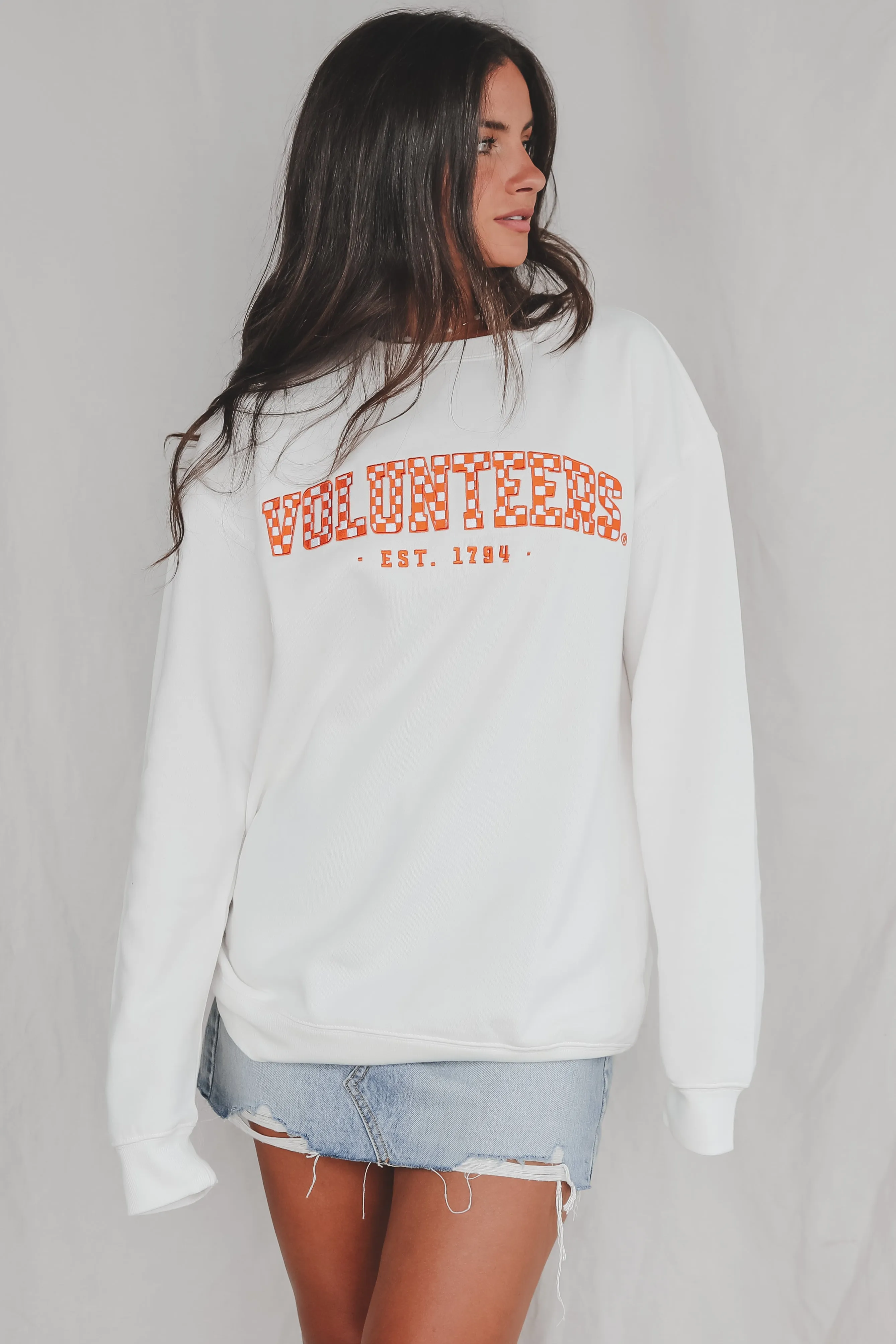 DEAL Tennessee Orange Check Volunteers Game Day Vols Sweatshirt Pullover
