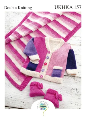 Double Knitting Pattern Blanket Cardigan Booties 0 To 1 years