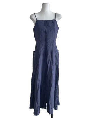 Dusty Blue Buttoned Casual Dress