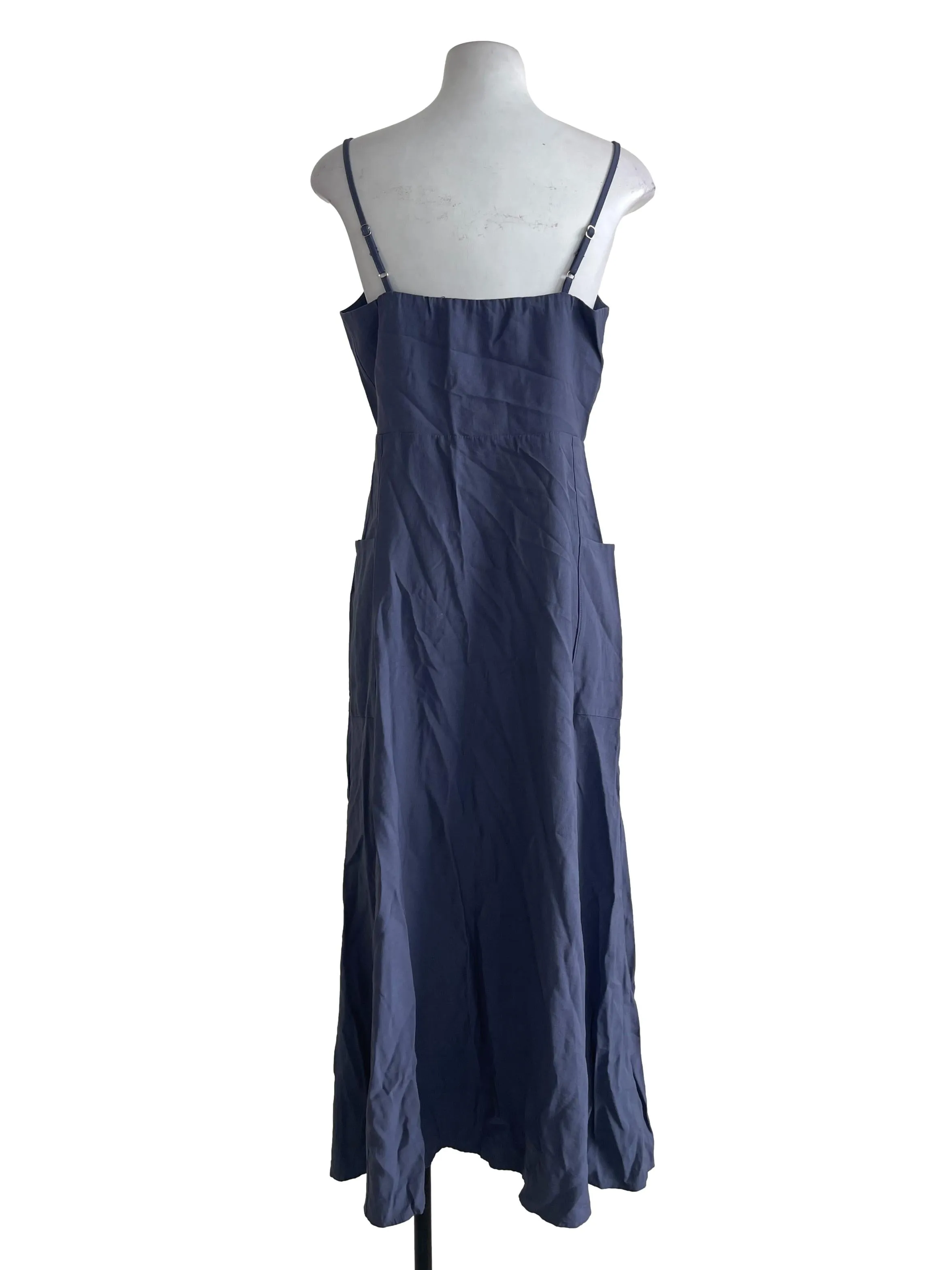 Dusty Blue Buttoned Casual Dress