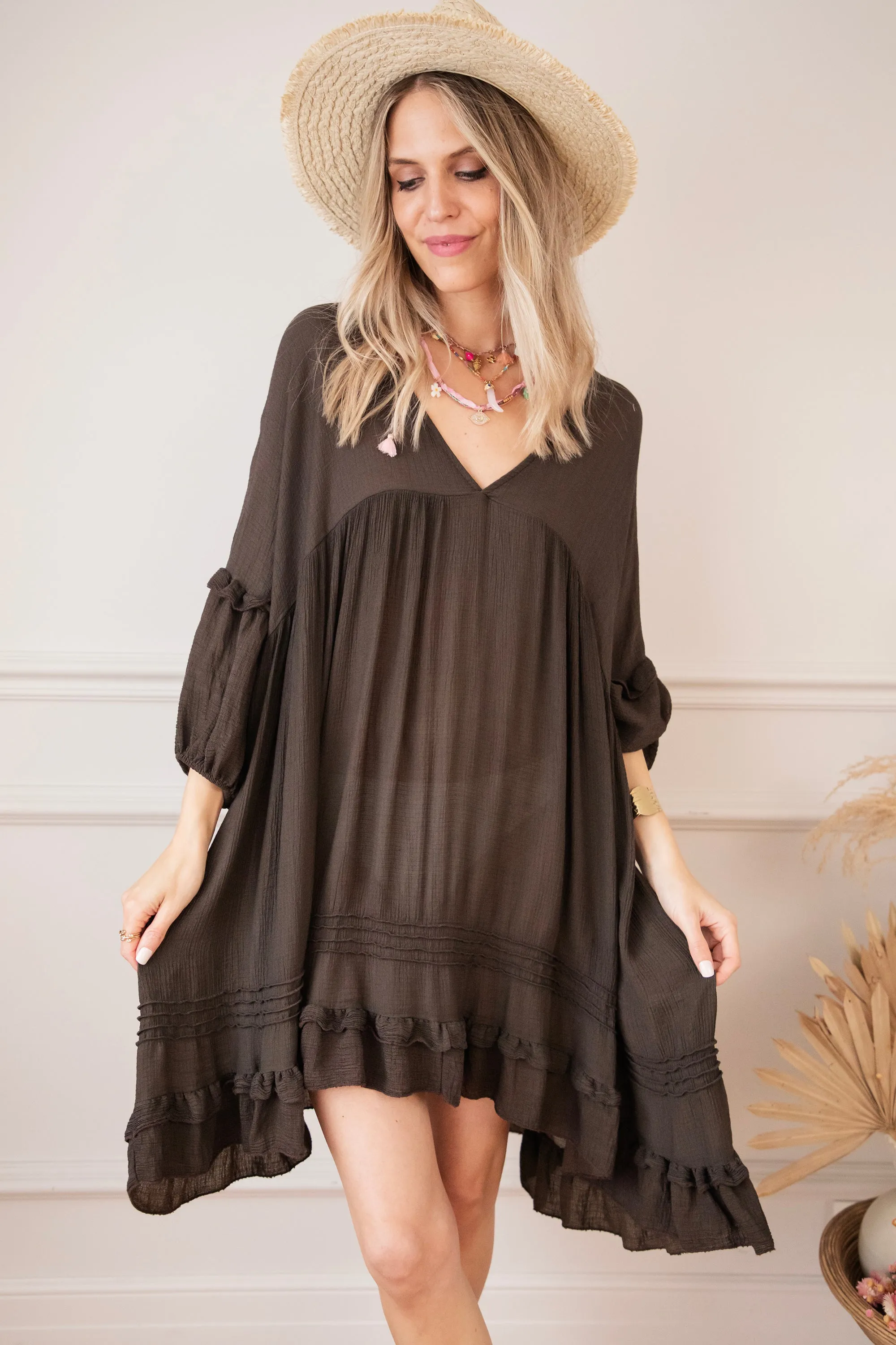 Easy Breezy Dark Brown - Jurk