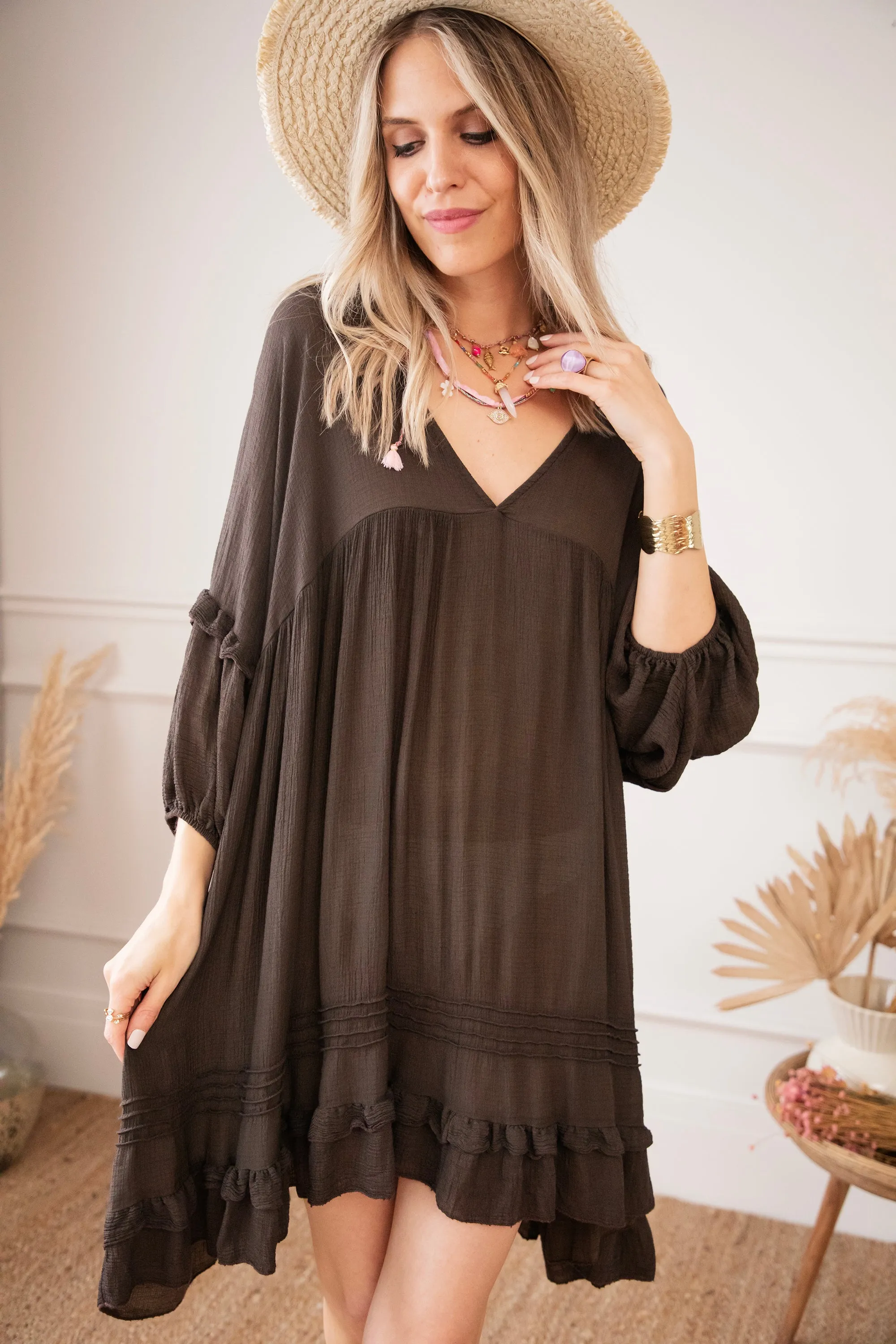 Easy Breezy Dark Brown - Jurk