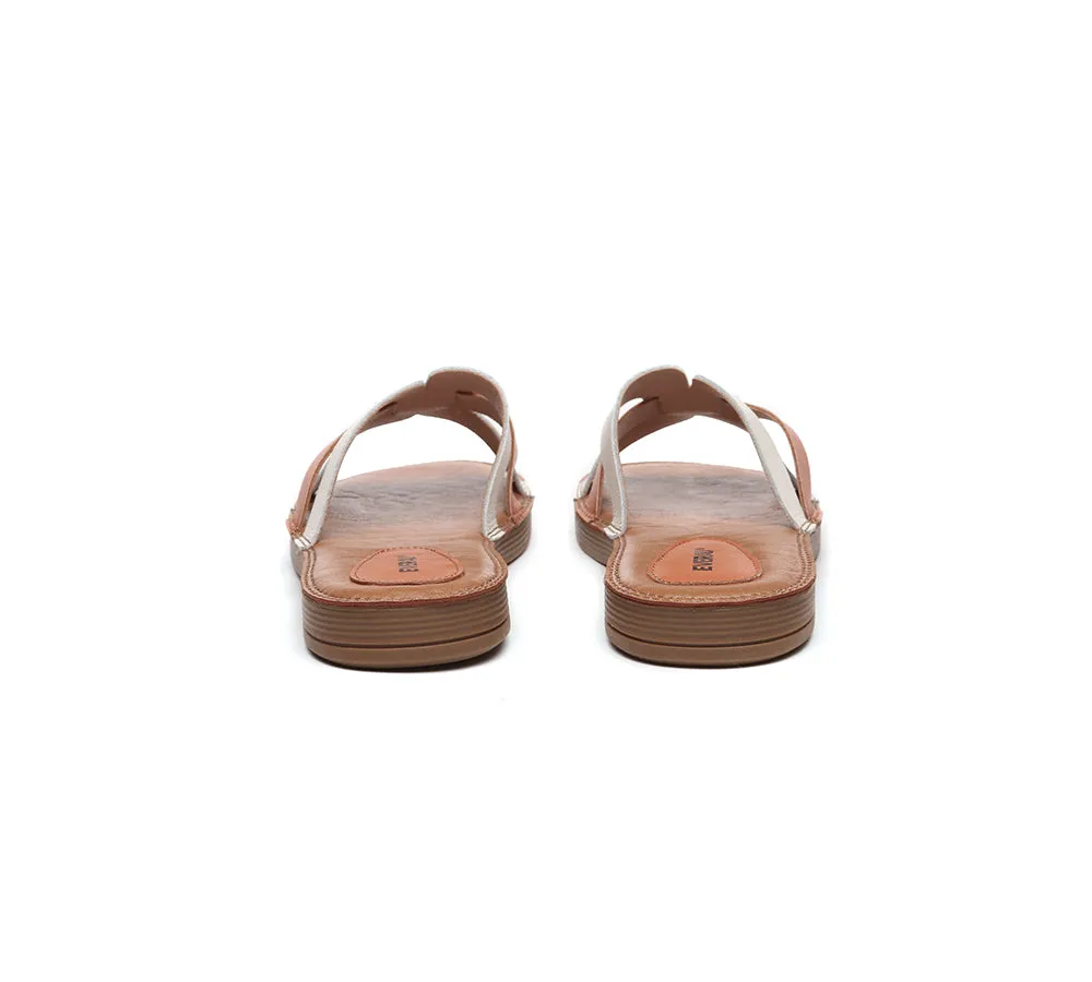 EVERAU® Women Leather Woven Ultra Soft Flat Slides