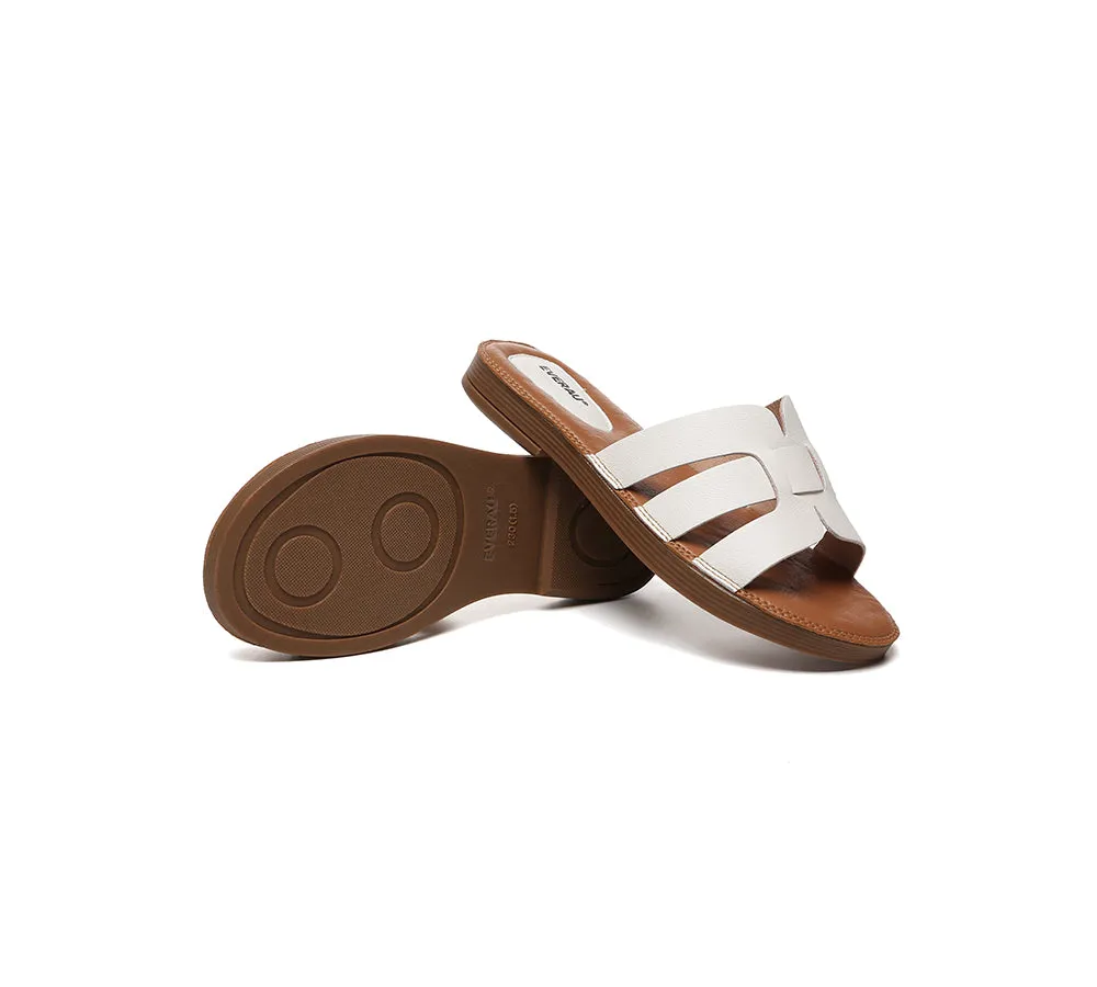 EVERAU® Women Leather Woven Ultra Soft Flat Slides